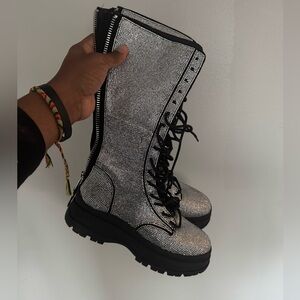 Steve Madden Silver Lace-Up Women's Boots